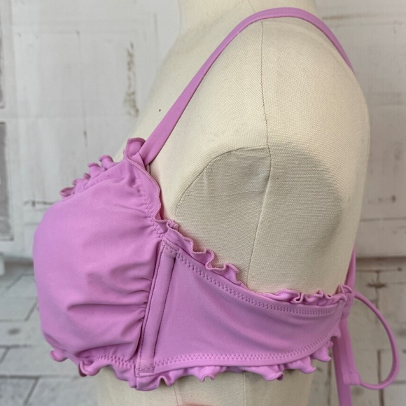 Xhilaration Juniors Pink Ruffle Adj. Straps Orchid Bikini Top Sz. Large L 8 10 - Picture 3 of 10